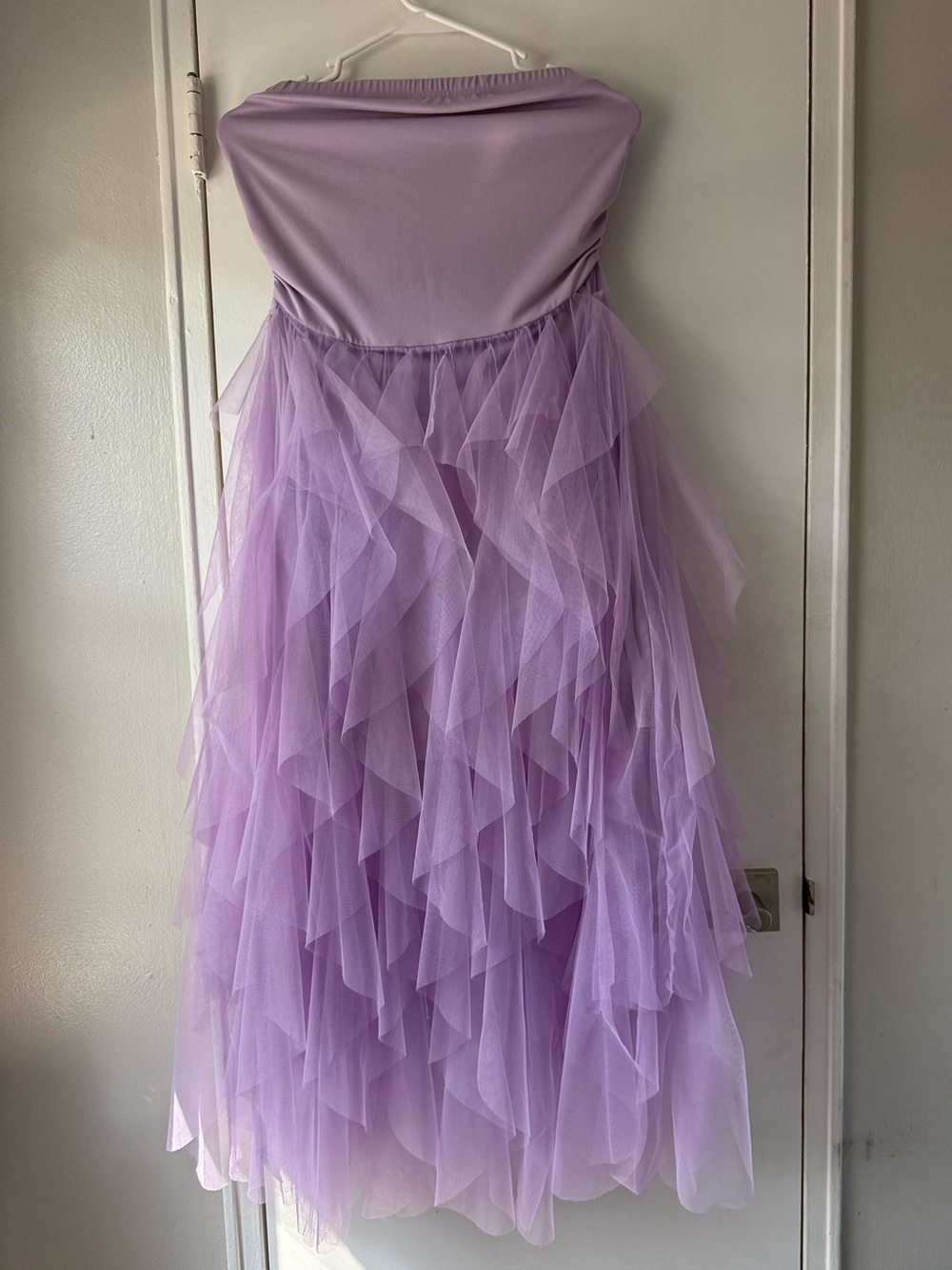 SHEIN Lavender Strapless Tiered Tulle Maxi Dress Fairycore Formal Gown